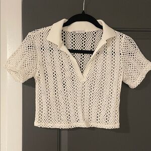 Zara Cream Crochet Crop Top
